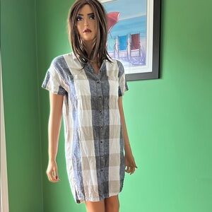 🤍🤍NWOT Old Navy White and Blue Plaid Buttoned Mini Dress🤍🤍